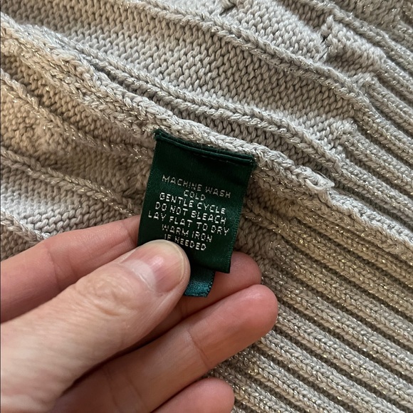 Medium Ralph Lauren Cable-Knit Zip-Up Silver Sweater - Picture 7 of 7